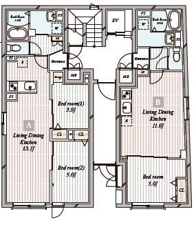 OK PRIME 白金高輪 1F・2F–4F・5F 間取り図
