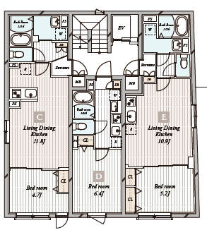 OK PRIME 白金高輪 1F・2F–4F・5F 間取り図
