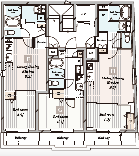 OK PRIME 白金高輪 1F・2F–4F・5F 間取り図